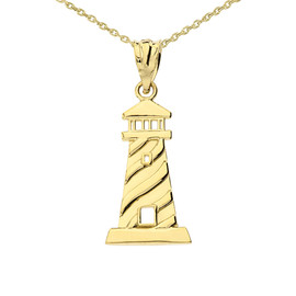 Yellow Gold Lighthouse Pendant Necklace