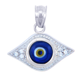 White Gold Diamond Evil Eye Blue Pendant