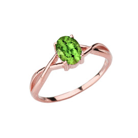 Dainty Rose Gold Infinity Design Peridot (LCP) Solitaire Ring