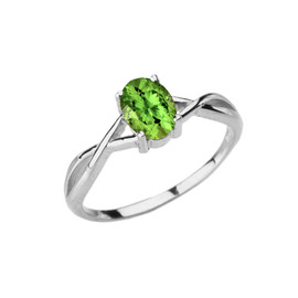 Dainty White Gold Infinity Design Peridot (LCP) Solitaire Ring