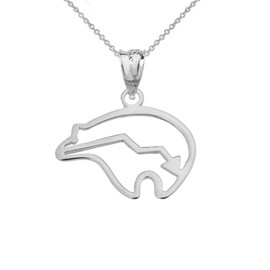Sterling Silver Zuni Bear Heart-Line Cut Out Pendant Necklace