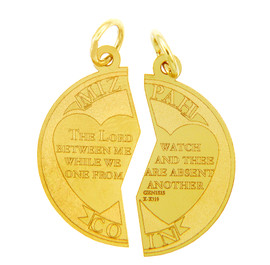 Jewish Charms - Mizpah Coin Gold Pendant
