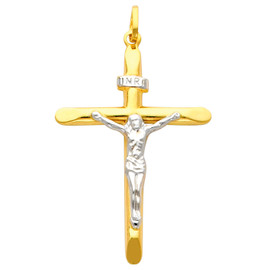 14K Two Tone Gold Glorified Crucifix