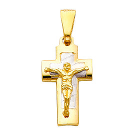 Two-Tone 14K Joyous Crucifix