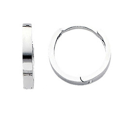 White Gold Circle Huggies Earrings