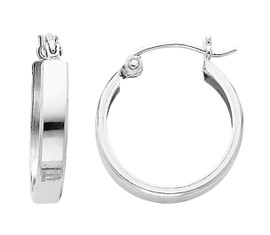 Polished White Gold Latched Huggies Earrings