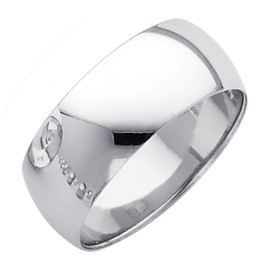 Polished White Gold Classic Wedding Band - 8MM