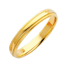 14K Gold Milgrain Comfort Fit Wedding Band 3MM