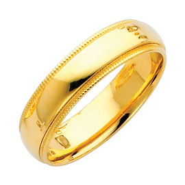 14K Gold Milgrain Comfort Fit Wedding Band 5MM