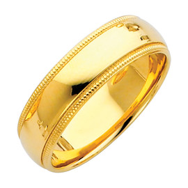 14K Gold Milgrain Comfort Fit Wedding Band 6MM