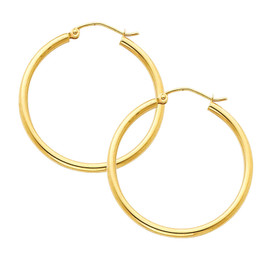 Yellow Gold Hoop Earring -1.50 Inches