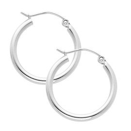 White Gold Hoop Earring -0.75 Inches
