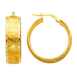 Bold Yellow Gold Fancy Hoop Earring