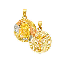 Double Faced "Our lady of Guadalupe/Crucifix" Pendant- 0.50 Inch