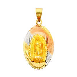 Oval Shaped Tri Color "Our Lady of Guadalupe" Pendant- 1.00 Inch