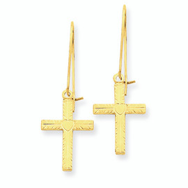 Polished & Satin Cross Earrings 14K