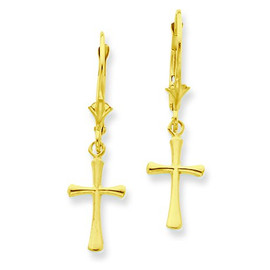 Cross with Round Tips Leverback Earrings