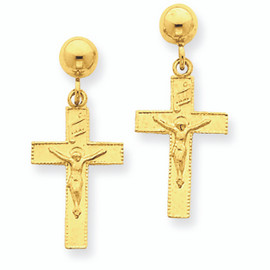 Polished INRI Crucifix Earrings