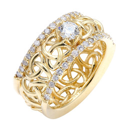 Gold Celtic Trinity Love Knot Diamond Wedding Ring 0.80ct.