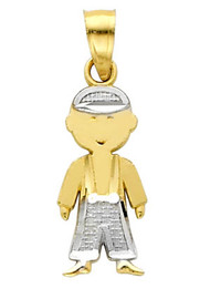 14K Two-Tone Gold Little Boy Charm