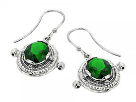 Oxidized Sterling Silver Emerald Earrings