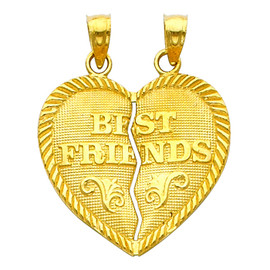 Gold Hearts Apart - Best Friends Pendant - Large