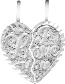 Silver "I LOVE YOU" Reversable  Breakable Heart Pendant