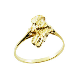 Yellow Gold Chiseled Nugget Ladies Ring