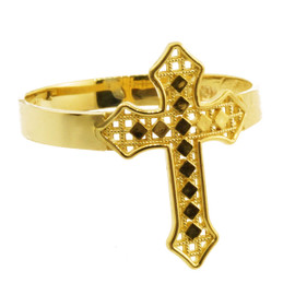 Yellow Gold Aciculate Cross Ring