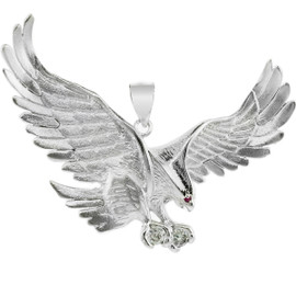 925 Sterling Silver  Eagle Pendant with CZ (Large)