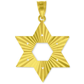 Yellow Gold Jewish Star of David Pendant (M) 1.25"