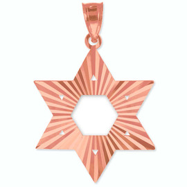 Rose Gold Jewish Star of David Pendant (M) 1.25"