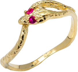 Yellow Gold  CZ Ouroboros Snake Ring