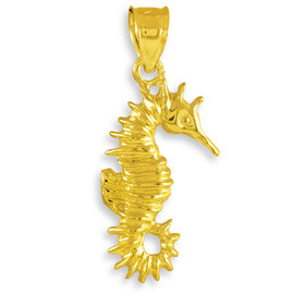 Gold Seahorse Charm Pendant