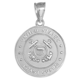 White Gold US Coast Guard Coin Pendant