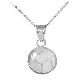 White Gold Volleyball Charm Sports Pendant Necklace