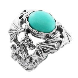 Silver Dragon Ring with Turquoise Center Stone