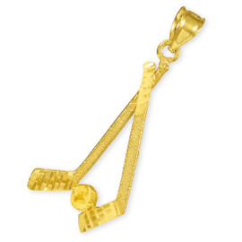 Gold Hockey Sticks Charm Sports Pendant Necklace