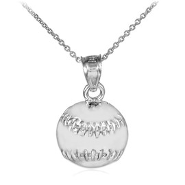 White Gold Baseball/Softball Charm Sports Pendant Necklace