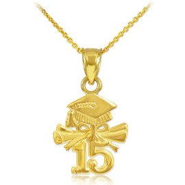 Gold 2015 Graduation Charm Necklace