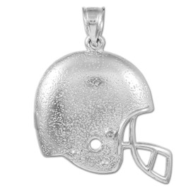 Football Helmet White Gold Sports Pendant