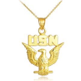 Gold US Navy Pendant Necklace