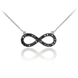 Sterling Silver Black CZ Infinity Pendant Necklace