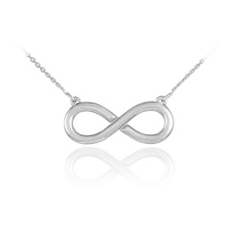 14K Polished Solid White Gold Infinity Pendant Necklace