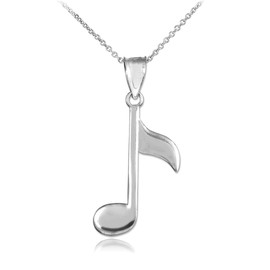 White Gold Eighth Note Pendant Necklace