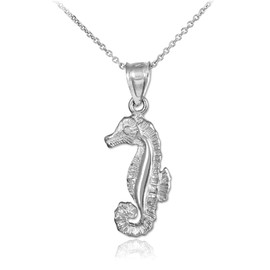 White Gold Seahorse Charm Necklace