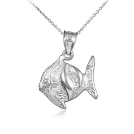 Silver Clown Fish Pendant Necklace