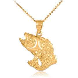 Gold Sea Bass Pendant Necklace