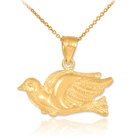 Gold Flying Dove Pendant Necklace