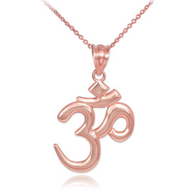 Solid Rose Gold Om/Ohm Pendant Necklace